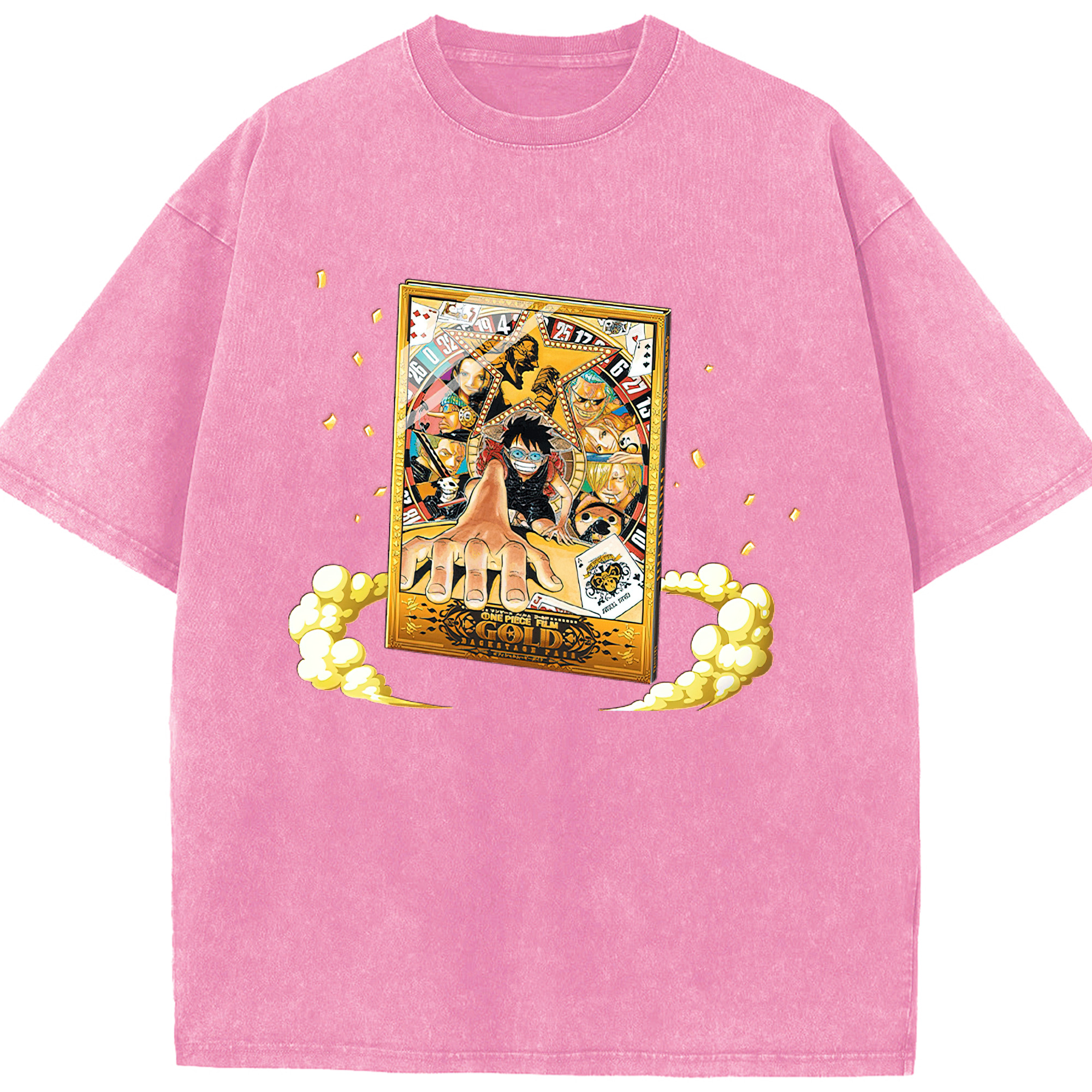 ワンピース モンキー・D・ルフィ ONE PIECE Monkey D. Luffy 綿100% ヴィンテージ風 半袖Tシャツ（フロントプリント）